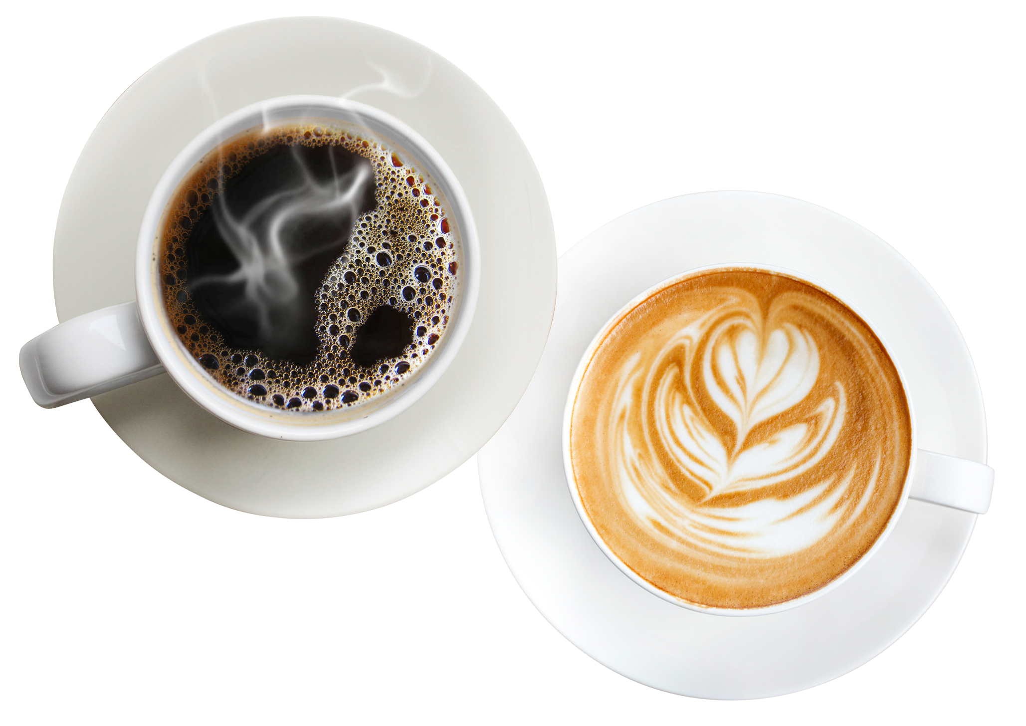 a cup of coffee and a cup of capuccino