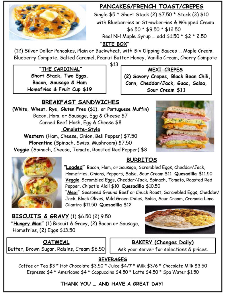 cardinal cafe breakfast menu page 2