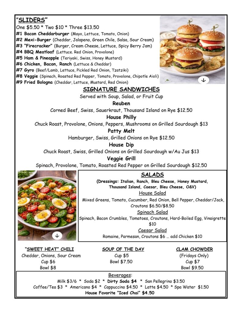 cardinal cafe lunch menu page 2
