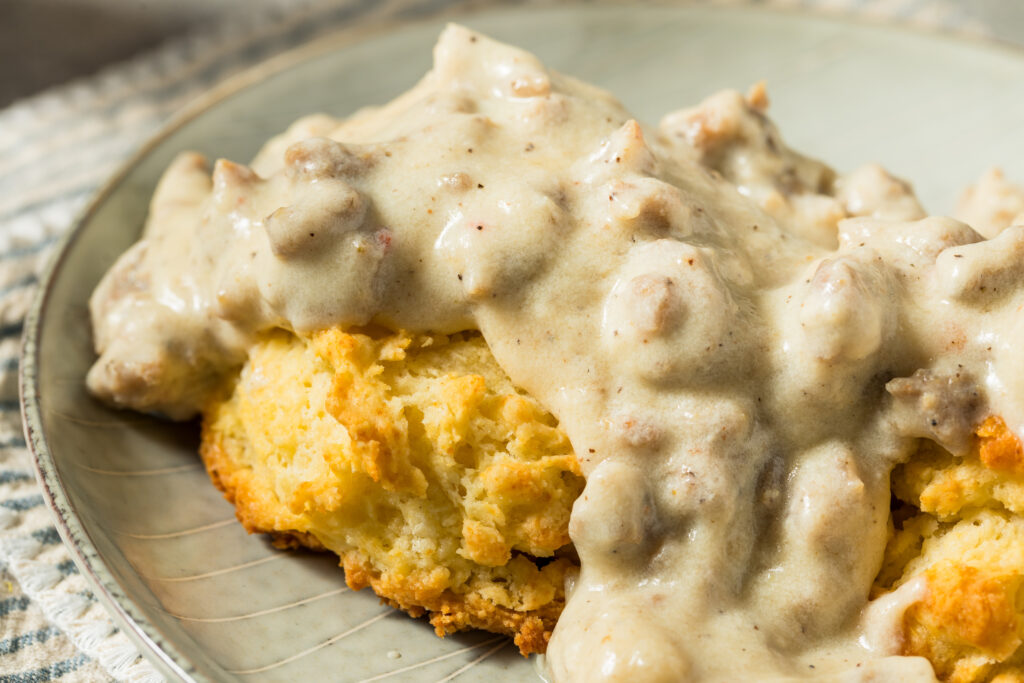 plate of biscuits and gravy