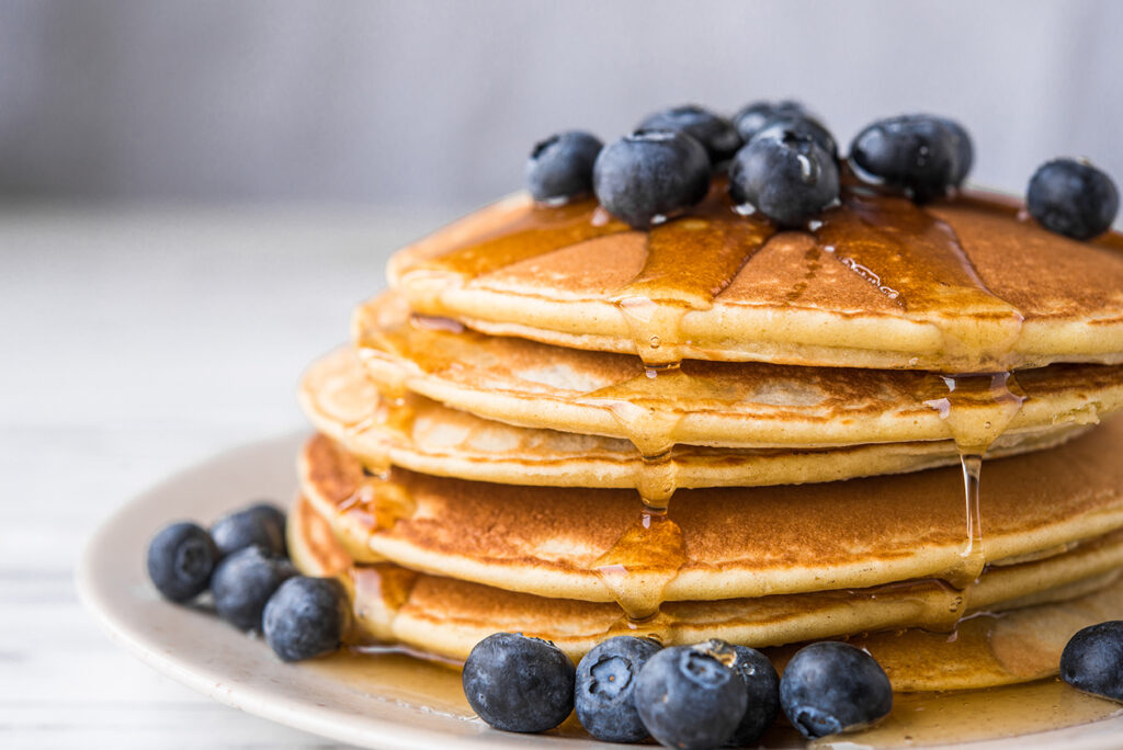 stack of blueberry pancakes